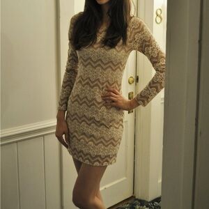 Everly Lace Long Sleeve Dress - Cream and White